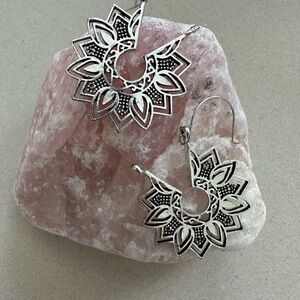 Silver Floral Stud Earrings with Intricate Design